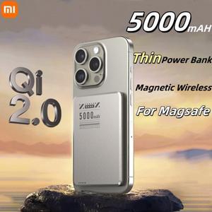 Xiaomi 울트라 씬 5000mAh 마그네틱 보조베터리 iPone 8-16 용 MagSafe 무선 휴대용 여행 외장 배터리 충전