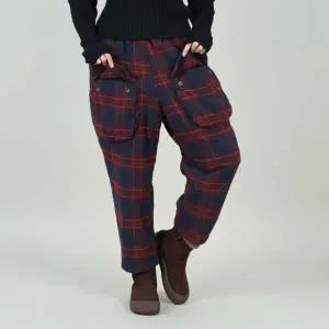 벅시루 체크 쌤쌤건빵 본딩 통통녀 데일리 겨울 여성 카고 밴딩 통바지 배기