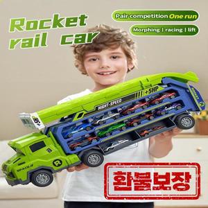 트랙 위 3D 레일 카 하이 임팩트 플라잉 변형 관성 자동차 퍼즐 파워 장난감 세트 합금