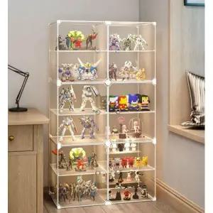 투명 아크릴 디스플레이 피규어 진열 랙 선반 장식장 고화질 도어 2열 8단