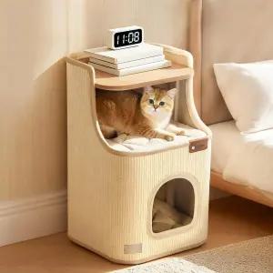고양이 숨숨집 스크레쳐 협탁 겸용 캣타워 하우스 2단 수직 라디오 원형 삼각 장난감