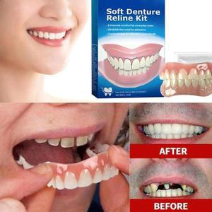 부드러운 틀니 실리콘 키트 상하 세트 치아 라이너 간편 사용 교정기 치과 편안함