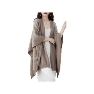 여성울케이프 울 판쵸 가디건 가을 여성 어깨담요 숄 간절기 여성용 아우터 망토 루즈핏