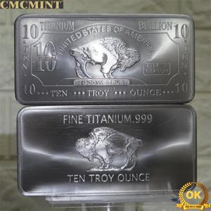 오래된 티타늄 코인 10온스 999 고순도 버팔로 바 금속 공예품 수집용
