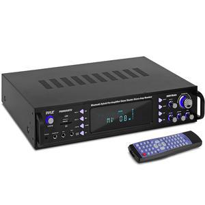 Pyle 4채널 블루투스 가정용 전력 증폭기 - 2000와트 오디오 스테레오 수신기(스피커 셀렉터 포함), AM FM 라디오, USB/SD 카드 리더기, 노래방 마이크 입력 홈 엔터테인먼트 시스템 P2203ABTU.6