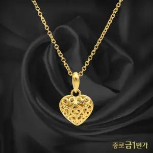 [종로금1번가] 여자 순금 목걸이 하트라인 24K 3.75g 99.9