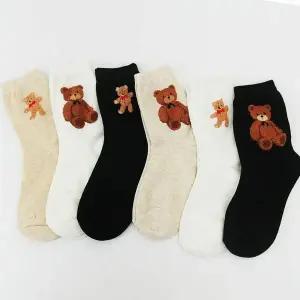 [보리보리/지앤](무배)국산 성인 g탁텔 곰 면 양말 15cm 여성 긴목(1켤레)