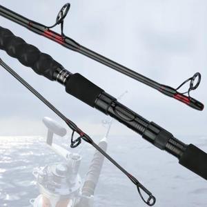 1.8m 2.1m 고품질 바닷물용 40T 카본 낚싯대 30-50Lb 3피스 서프 스피닝 로드 루어 80-250g 여행용 무료 가