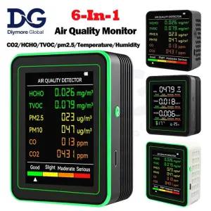 공기질측정기 5 in 16 1 공기질 기 CO2 모니터 PM CO TVOC HCHO 디지털 온도 습도 측정기 가정용