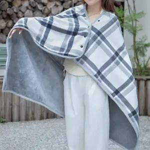 무릎 담요 똑딱이 융털 극세사 어깨 담요 겨울 따뜻한 블랭킷 침대 입는 무늬 거실 체크 양면 소파 실내