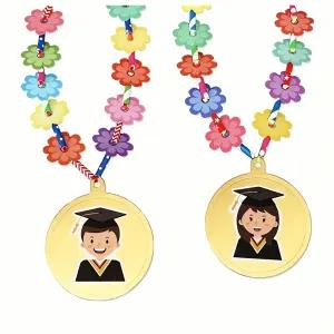 졸업 금메달 꽃목걸이 5인용 축하 장식 상장 목걸이 트로피 기념품 꽃다발 리본 대회 상품