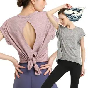 [하프클럽/]쿨링 반팔 요가복 편안한 크로스오버 티셔츠