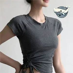 [하프클럽/]통기성 우수 여성 요가 티셔츠 핏 조절 가능한