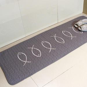 북유럽 모던피쉬 그레이 퀼팅 롱발매트 주방매트