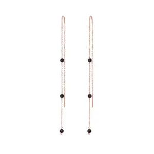 14k 블랙 스피넬 포인트 롱귀걸이