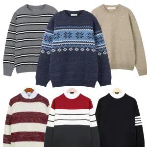 빅사이즈 남성 라운드 니트 남자옷 스웨터 봄 가을 겨울 이너티 니트티