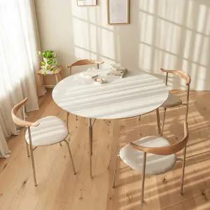 [레트로하우스] 아르네 내추럴 원형 HPM 4인 식탁세트 1200