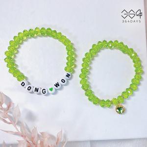 364days 2개set 정동원 굿즈 초록색 크리스탈 팔찌 이니셜 응원 팔찌세트
