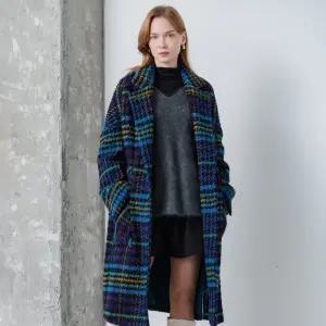 [MAXZA] 빅체크 울 부클 아웃포켓 루즈핏 롱 코트