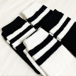 국산 미끄럼 방지 여성 수면양말 두줄 장목 목 길이 약 20cm 보온 겨울 양말 5켤레 구성