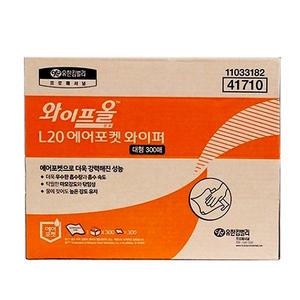 유한킴벌리 와이프올 41710 에어포켓 산업용 와이퍼 L20 대형 300매