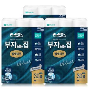 모나리자 부자되는집 벨벳데코 3겹 30M 30롤x3팩 /두루마리 휴지
