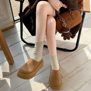 여성 슬리퍼 통굽 플랫폼 뮬 키높이 스웨이드 신발 여성슬리퍼