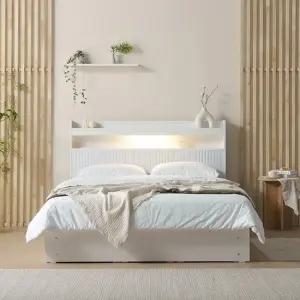 코미A LED조명 수납서랍침대 프레임 높은형.퀸 UJ_075