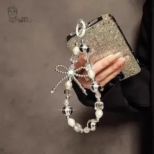 비즈 리본 핸드폰 스트랩 손목 핸드폰줄 키링 고리 줄 폰스트랩