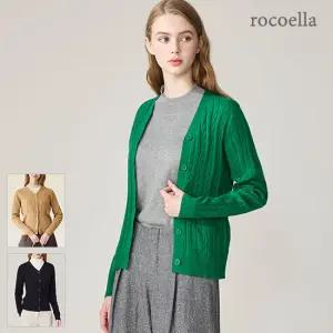 로코엘라 델리 스탠다드핏 케이블 니트 여성 가디건