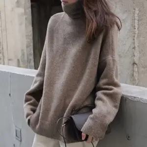 여성 터틀넥 루즈핏 니트 목폴라 겨울티셔츠 니트티 (WAE36D3)