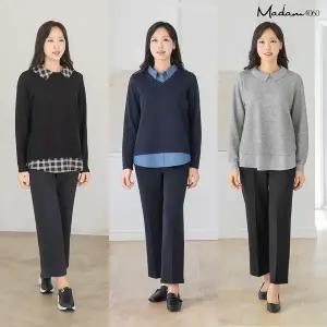 마담4060 니트 레이어드 블라우스 3종