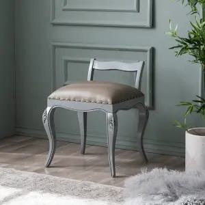 [리체갤러리] 수입 프렌치 엔틱가구 원목 빈티지엔틱 미엘 그레이 등받이 스툴