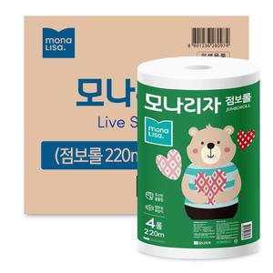 모나리자 점보롤 220m 4롤 x 4개 16롤 엠보싱 2겹 대용량 화장실 롤 휴지 화장지 티슈 업소