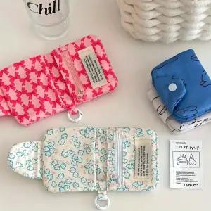 패브릭 미니지갑 반지갑 스냅 지갑 카드 동전 파우치 교통카드 청소년 학생 에어팟케이스