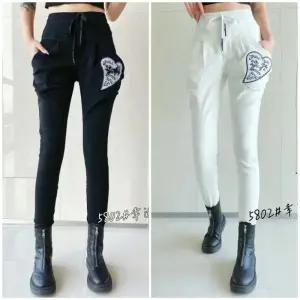 봉숙이 빅하트 2025 겨울 기모 신상 따뜻한 여성 스판 허리 밴딩 여자 배기 면 고무줄 팬츠 블랙 검정 화이트 흰 색 베기 9부 긴 바지