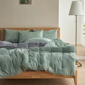 체크 밍크 극세사 겨울침구 차렵이불 베개세트 Q이불1+베개커버2