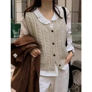 [공구우먼] [제작] 도이퐁 꽈배기 니트 베스트 84752 빅사이즈 여성의류