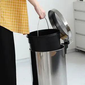 무소음 휴지통 20리터 밀폐 종량제 스텐 페달 휴지통 생활용 냄새 차단 가정용
