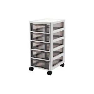 다용도 사무실 실내 서랍형 수납정리함(5단 바퀴O)