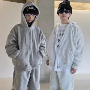 큰사이즈 주니어 아동 초등 중등 겨울 기모 후디 점퍼 베이스 후드 집업