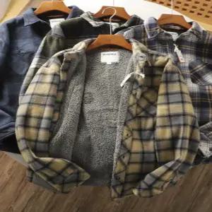 남성 겨울 기모 양털 남방 체크 오버핏