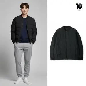 [백화점 출고] 탑텐 패딩 남자 에어테크 립넥 중경량 점퍼 차콜 차이나 카라 퀼팅 보온성 숏 자켓