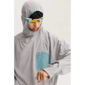 Waffle Grid Hood Anorak 경량 벨벳 후드 맨투맨 남성용 봄 가을 와플 긴