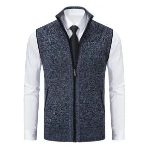 남성 기모 니트 조끼 집업 베스트 모크넥 비즈니스 캐주얼 WI235J