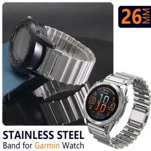 호환 가민 시계용 26mm 스테인리스 스틸 밴드 Fenix 8 7X Pro Tactix 7 퀵핏 메탈 스트랩 가민 Enduro 3 2X