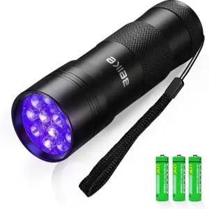 UV 손전등 블랙라이트 u2013 소형 휴대용 미니 12 LED 손전등으로 실내 숨겨진 얼룩 감지 수지 경화