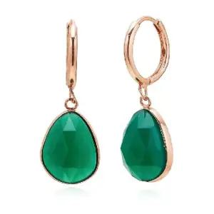 (쇼)14K 드롭 로즈컷 원석 포인트 귀걸이