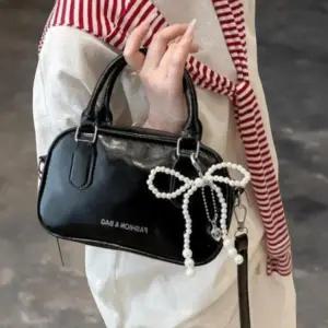 CCB4111여성 리본 장식 미니 보스턴백 데일리 키링 가방