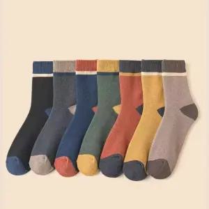 남성 장목양말 겨울 두꺼운 방한 블럭 7켤레 세트